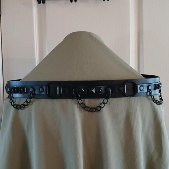 NWOT Unisex Hot Topic black leather belt chain studded details L Goth Punk Emo main image 4
